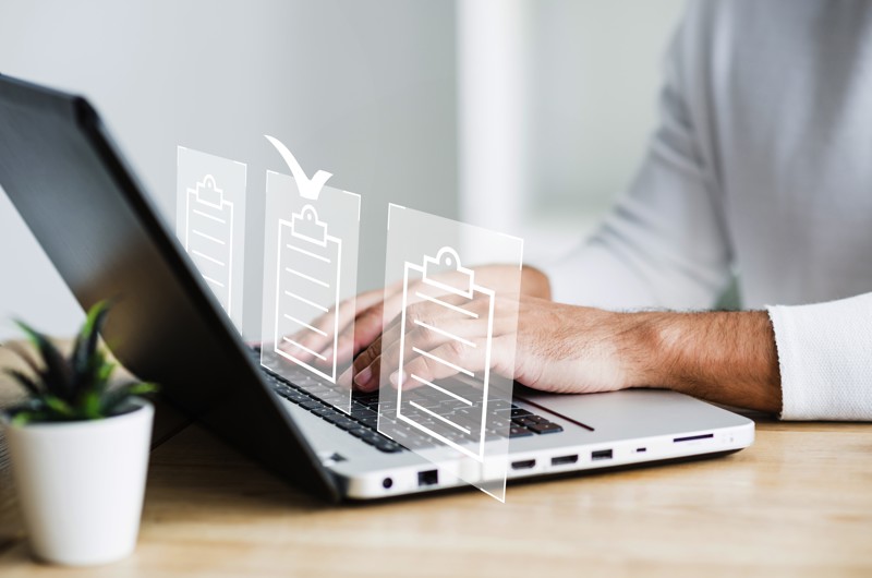 Stock Accesssing Records On Laptop